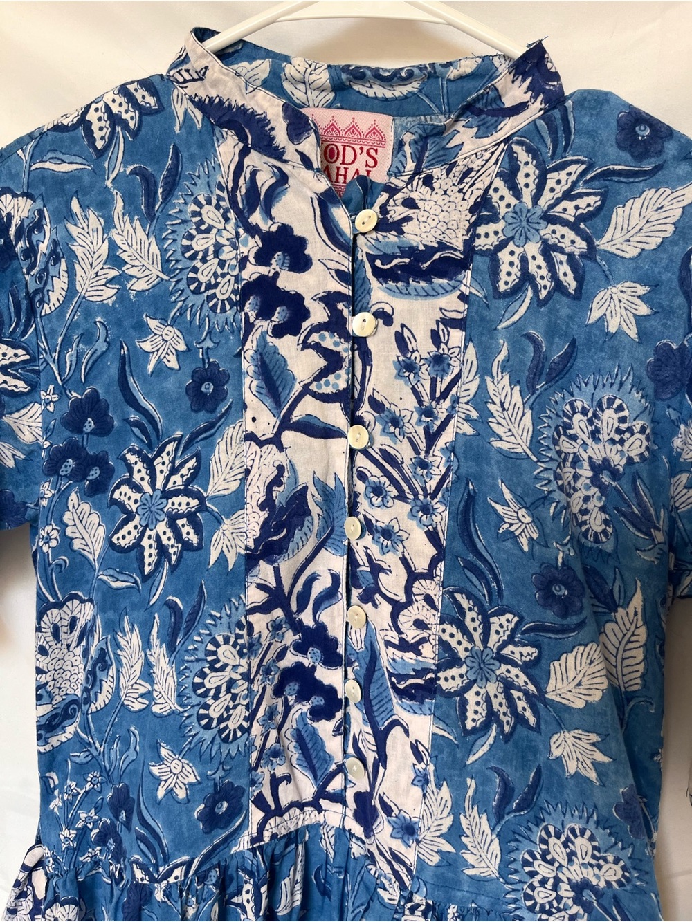 Indian Block Print Button-Front Mini Dress by Mod’s Mahal - Picture 4 of 11